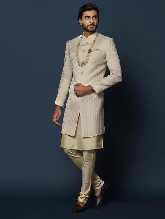 Men's Kurta Sherwani Churidar Set - Image 3